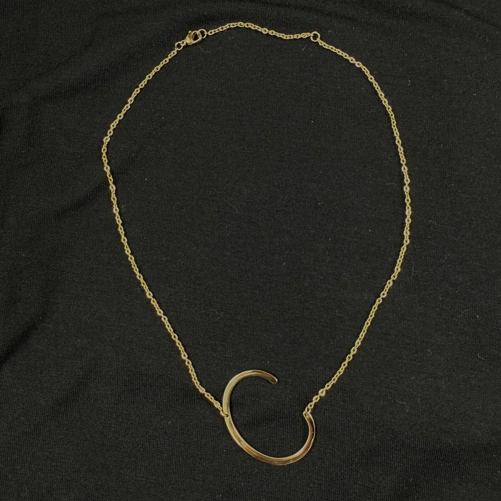 Gold tone Alphabet Initial Big C necklace
